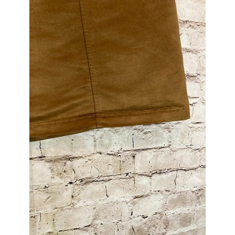 Old Navy Skirt Womens 16 Darkest Gold Microsuede A Line Zip Back Preppy Academia